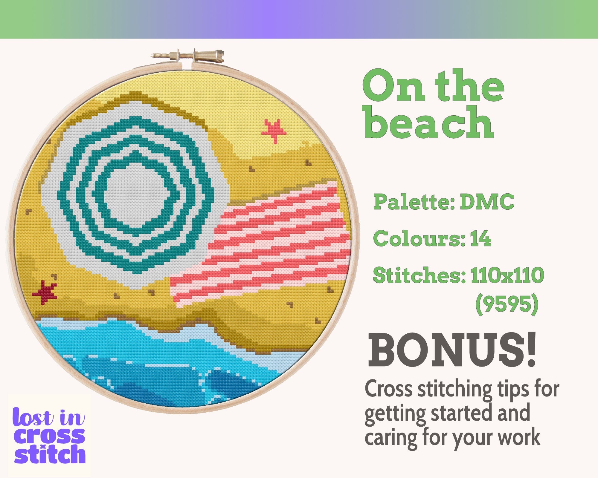 Beach Day Cross Stitch Pattern PDF