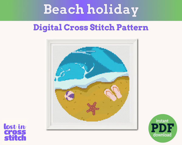 Beach Holiday Cross Stitch Pattern PDF