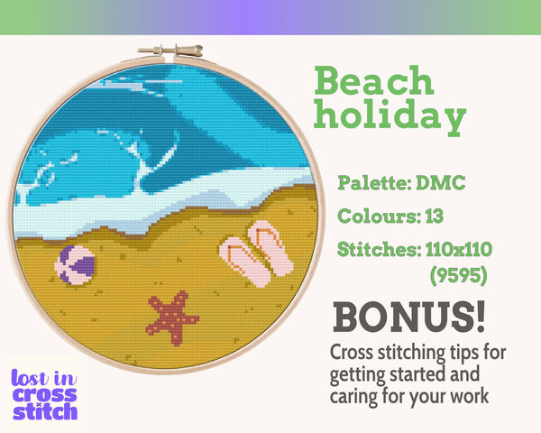 Beach Holiday Cross Stitch Pattern PDF