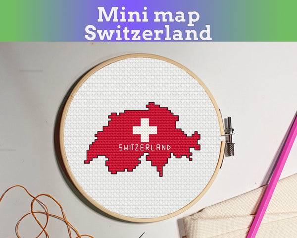 Switzerland Cross Stitch Pattern: Tiny Flag Map