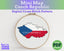 Cross stitch pattern of the Czech Republic map in an embroidery hoop 