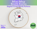 South Korea Cross Stitch Pattern: Mini Flag Map