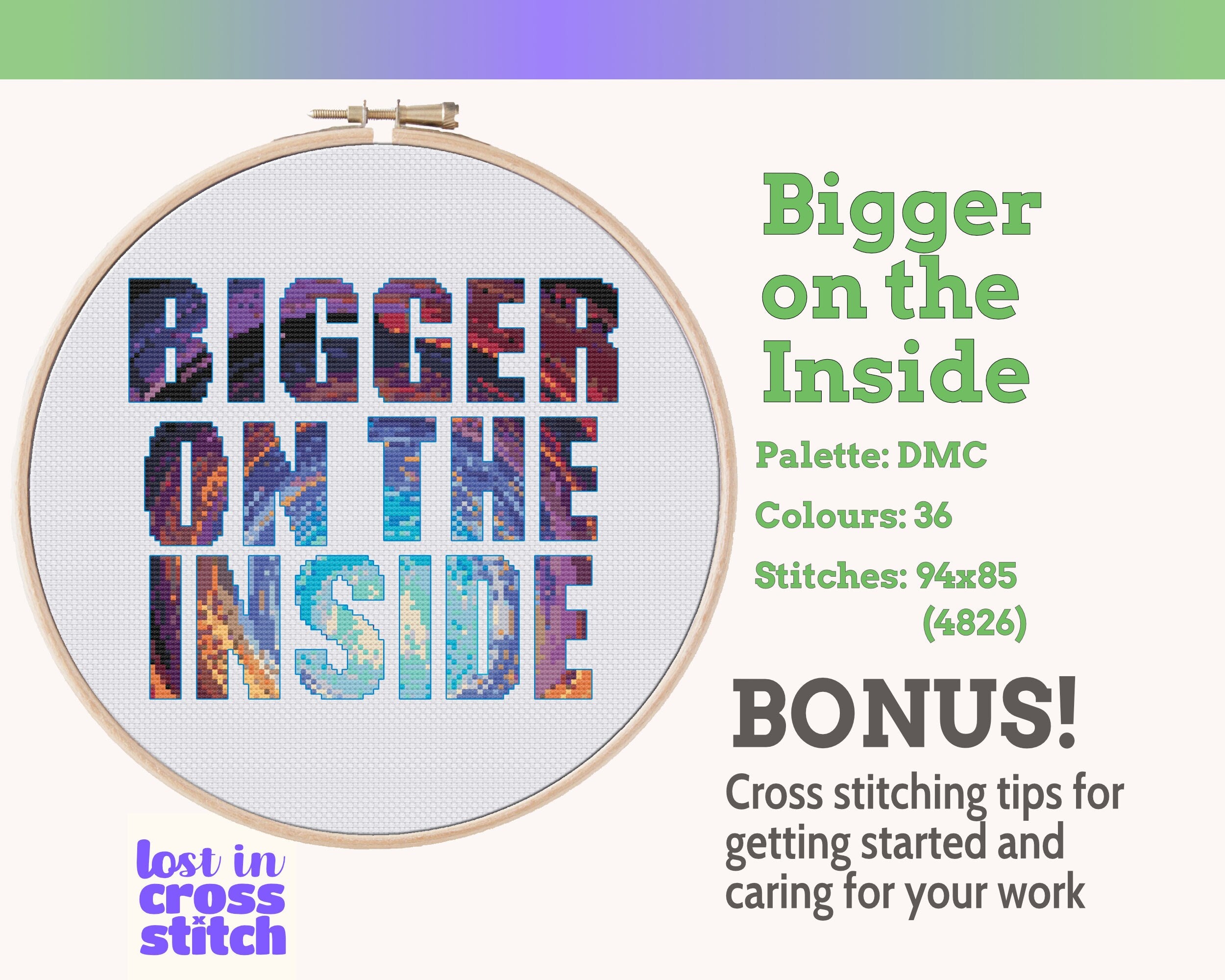 Doctor Who Bigger on the Inside Cross Stitch Pattern PDF