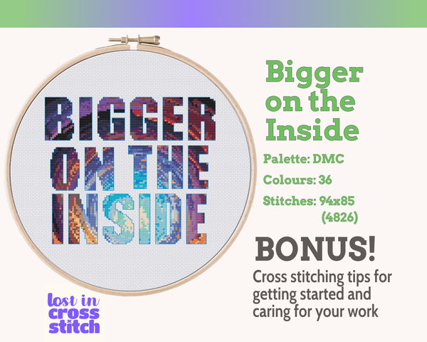 Doctor Who Bigger on the Inside Cross Stitch Pattern PDF