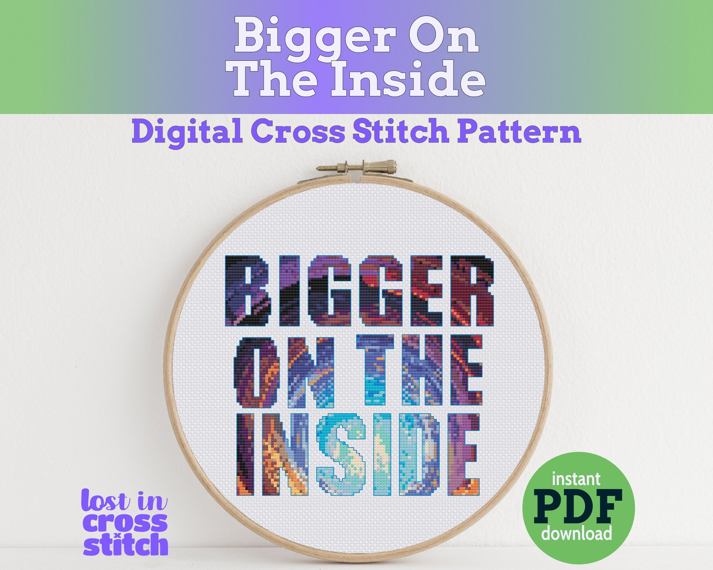 Doctor Who Bigger on the Inside Cross Stitch Pattern PDF Main image