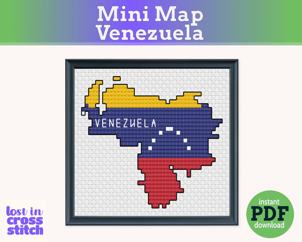 Venezuela Cross Stitch Pattern: Mini Flag Map