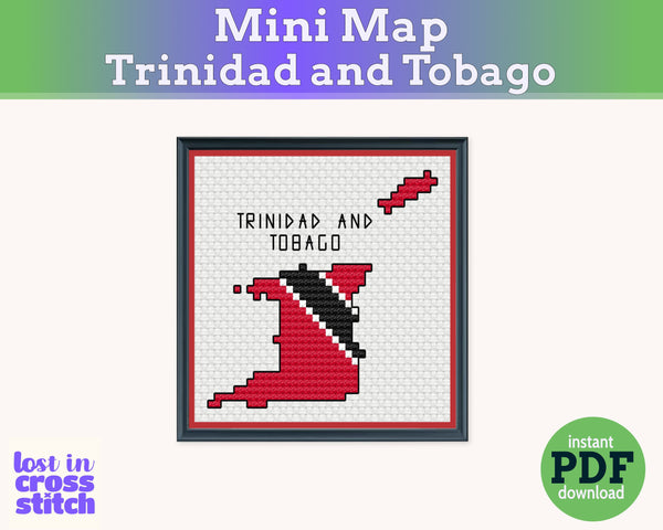 Trinidad and Tobago Cross Stitch Pattern: Mini Flag Map