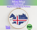 Iceland Cross Stitch Pattern: Tiny Flag Map