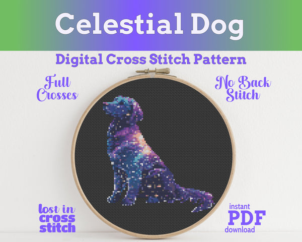 Celestial Dog Cross Stitch Pattern PDF
