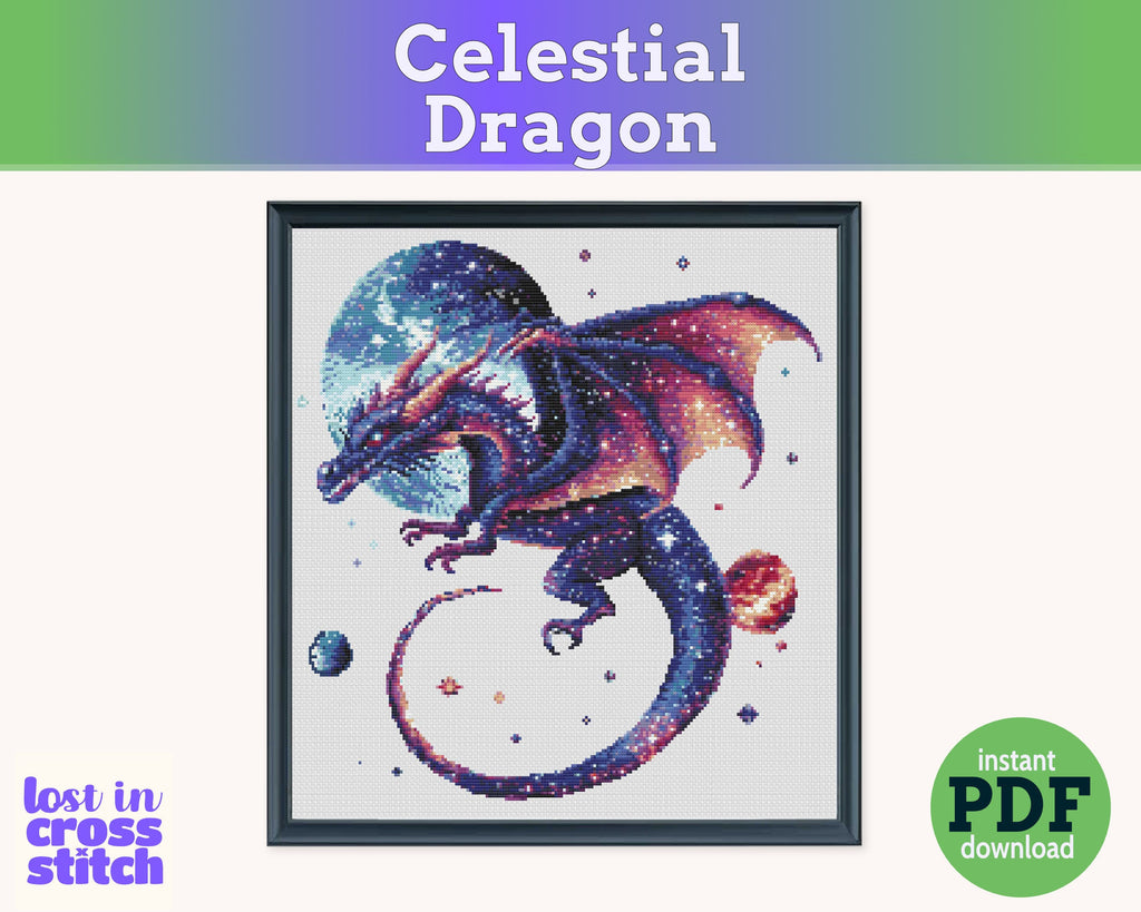 Celestial Dragon Cross Stitch Pattern