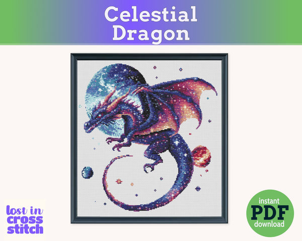Celestial Dragon Cross Stitch Pattern