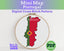 Cross stitch pattern of Portugal with embroidery hoop on a white background