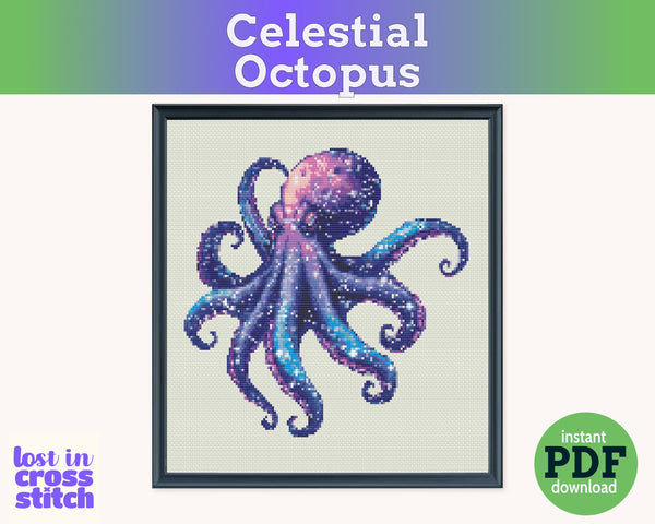 Celestial Octopus Cross Stitch Pattern PDF