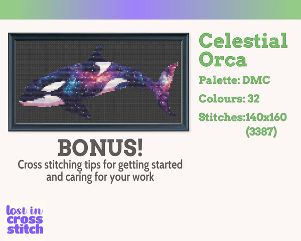 Celestial Orca Cross Stitch Pattern PDF