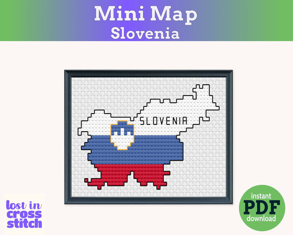 Slovenia Cross Stitch Pattern: Tiny Flag Map