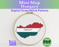 Hungary Cross Stitch Pattern: Tiny Flag Map