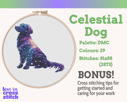 Celestial Dog Cross Stitch Pattern PDF
