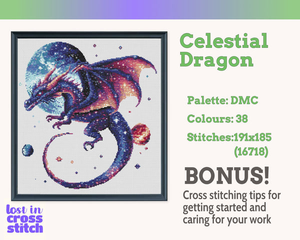 Celestial Dragon Cross Stitch Pattern