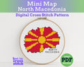 North Macedonia Cross Stitch Pattern: Tiny Flag Map