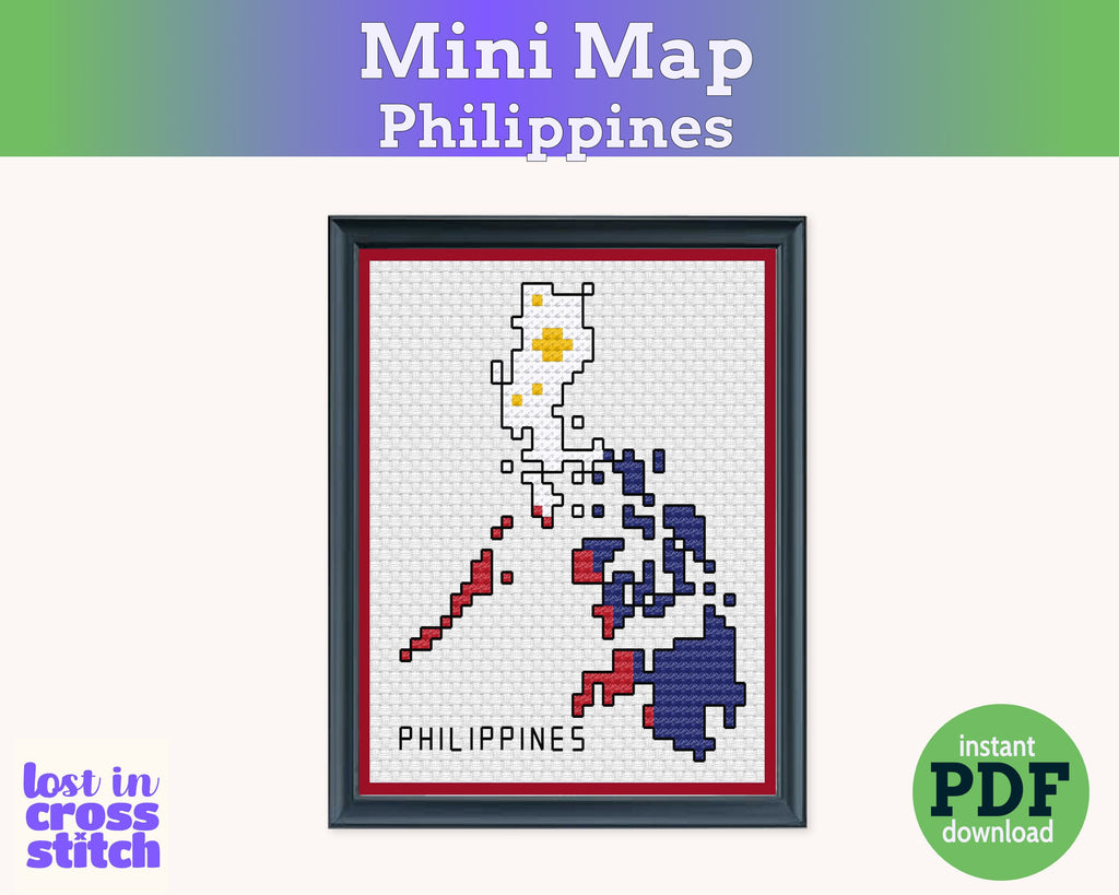 Philippines Cross Stitch Pattern: Mini Flag Map