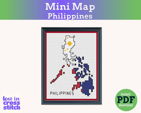 Philippines Cross Stitch Pattern: Mini Flag Map