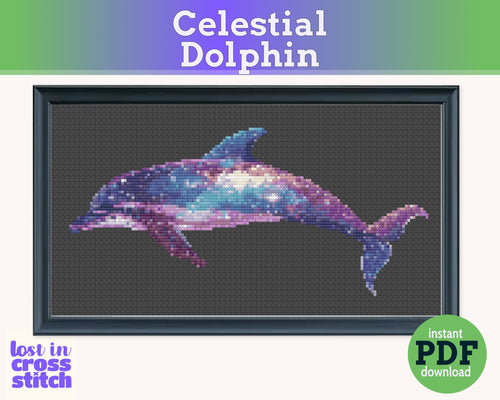 Celestial Dolphin Cross Stitch Pattern PDF