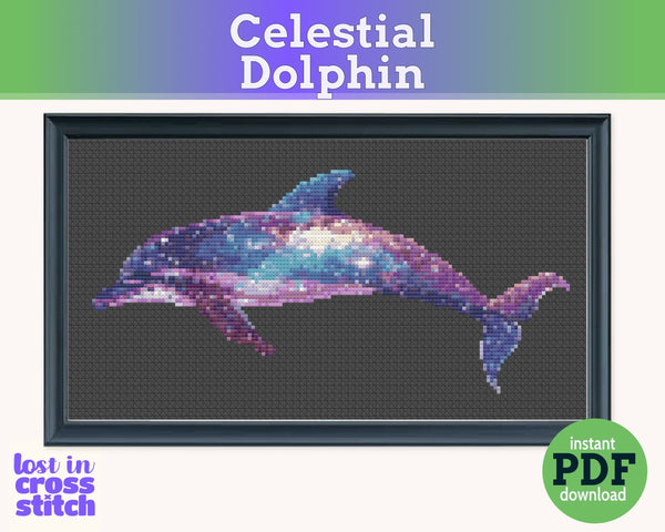 Celestial Dolphin Cross Stitch Pattern PDF