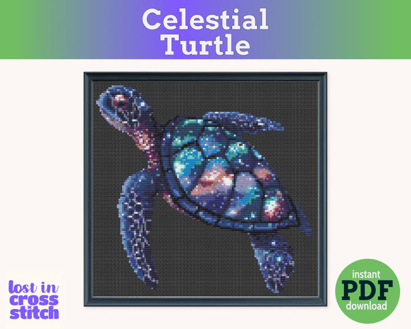 Celestial Turtle Cross Stitch Pattern PDF