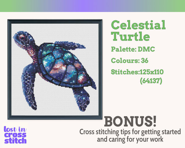 Celestial Turtle Cross Stitch Pattern PDF