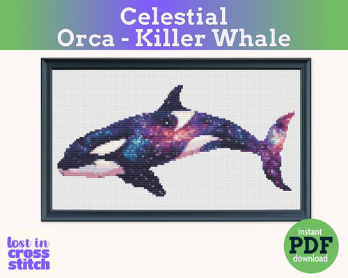 Celestial Orca Cross Stitch Pattern PDF