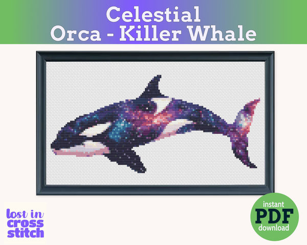 Celestial Orca Cross Stitch Pattern PDF