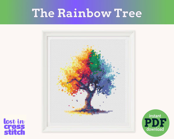 Rainbow Tree Cross Stitch Pattern