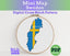 Cross stitch pattern of Sweden's flag in an embroidery hoop 
