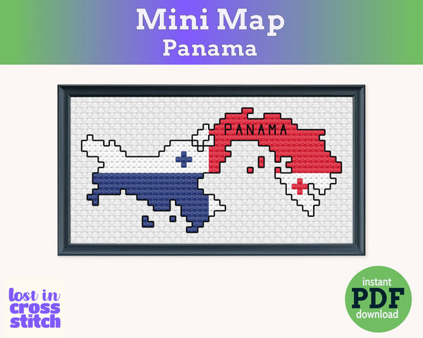 Panama Cross Stitch Pattern: Tiny Flag Map