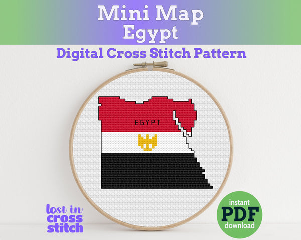 Egypt Cross Stitch Pattern: Mini Flag Map