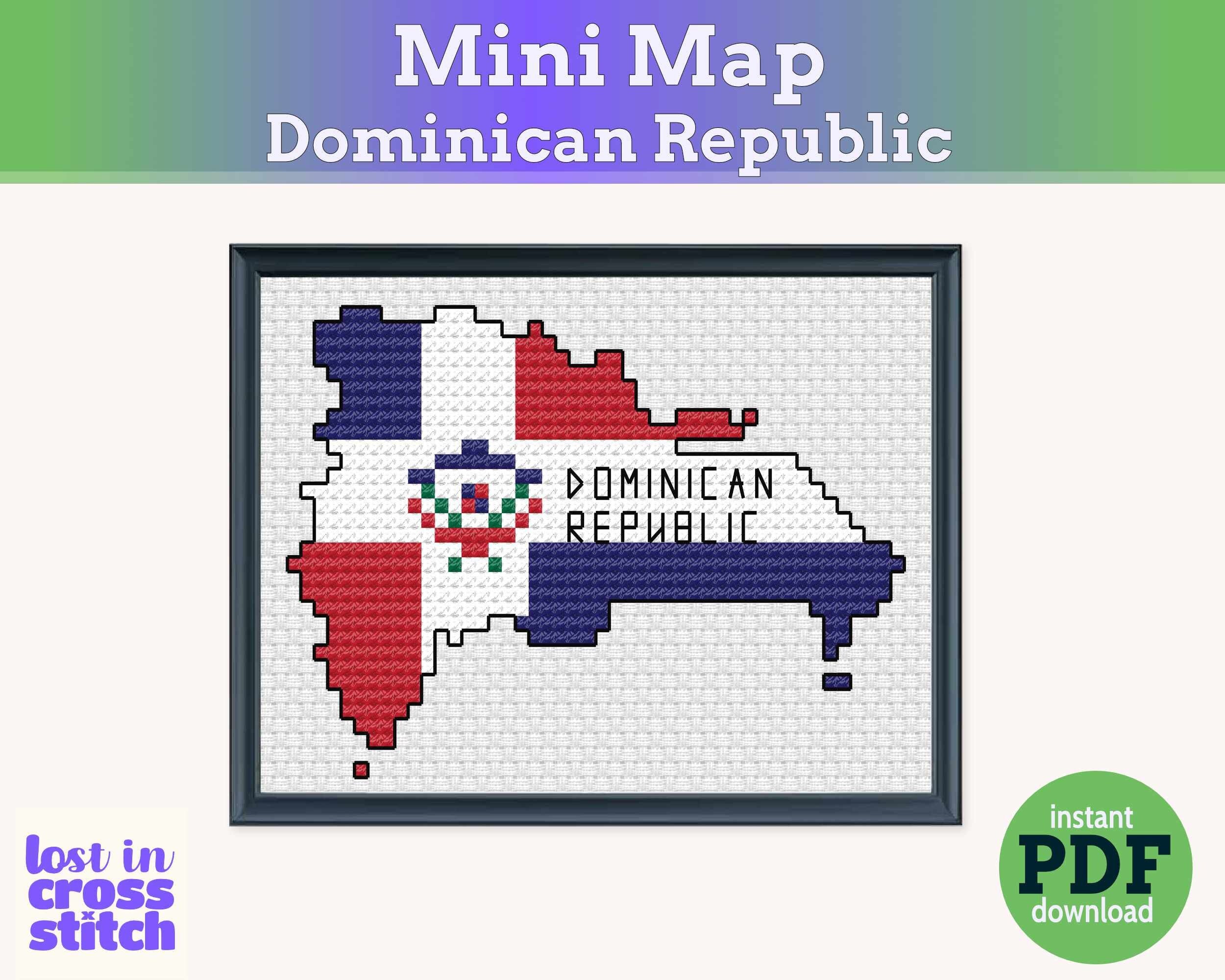Dominican Republic Cross Stitch Pattern: Mini Flag Map Secondary image