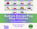 Slavic and Eastern Europe Cross Stitch Pattern Bundle: 10 Mini Flag Map Patterns