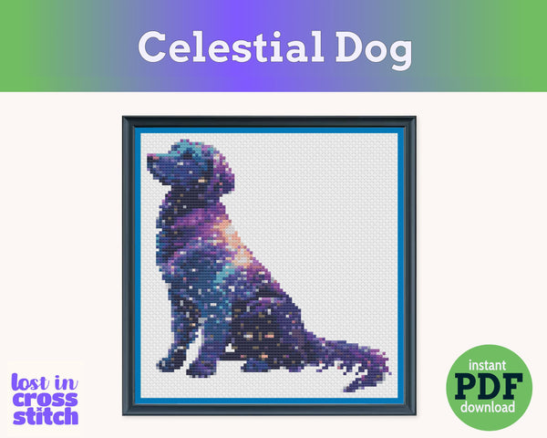 Celestial Dog Cross Stitch Pattern PDF