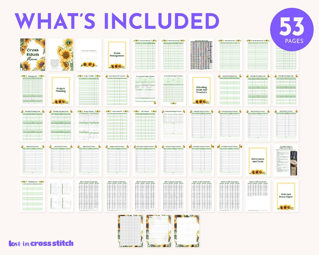 Sunflower Cross Stitch Planner PDF