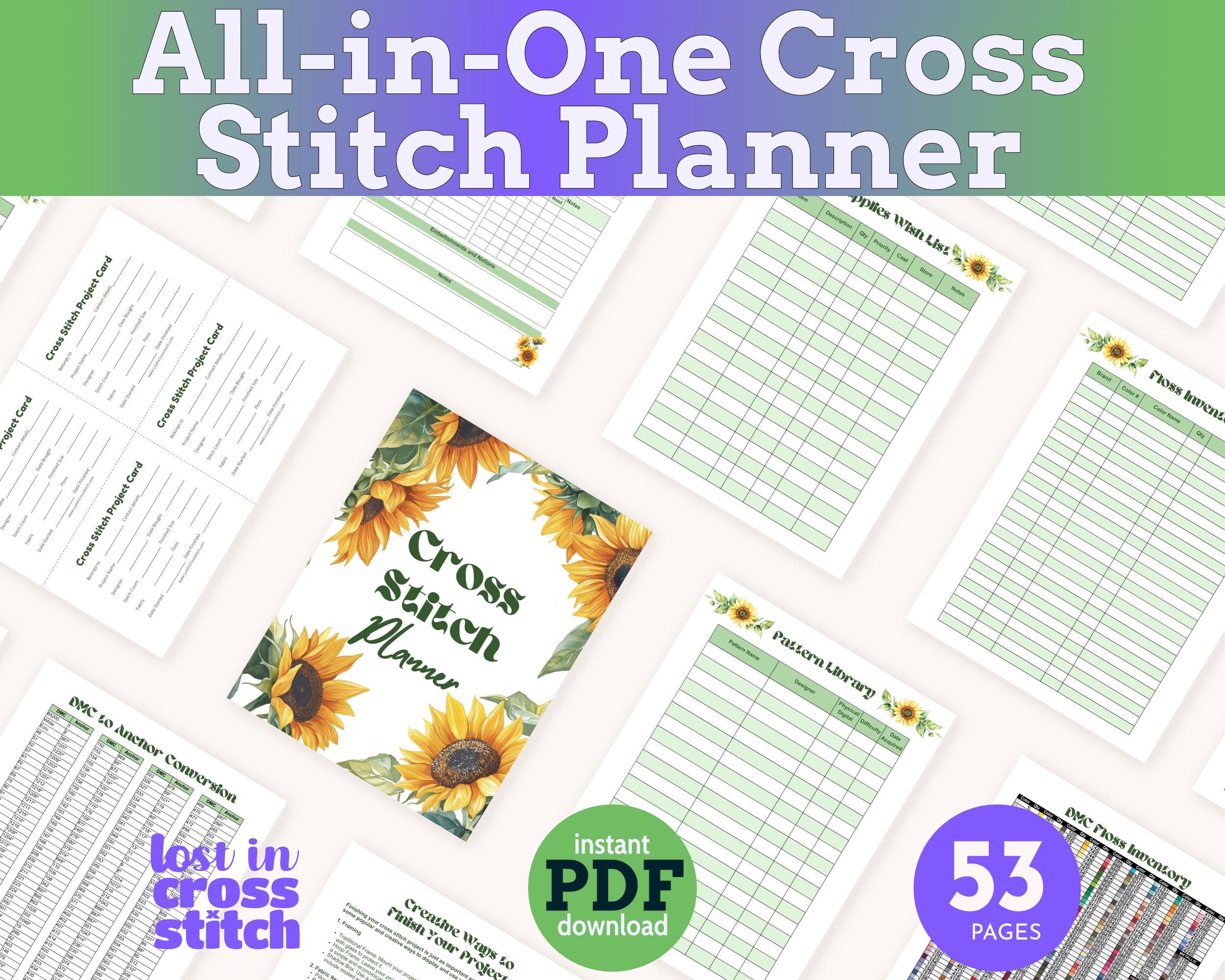 Sunflower Cross Stitch Planner PDF Main image