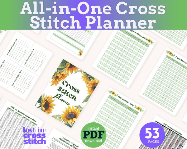 Sunflower Cross Stitch Planner PDF