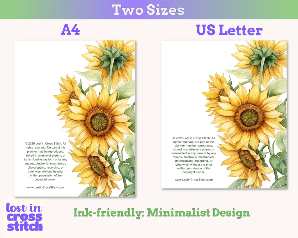 Sunflower Cross Stitch Planner PDF
