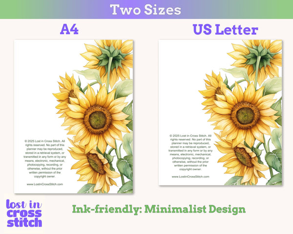 Sunflower Cross Stitch Planner PDF