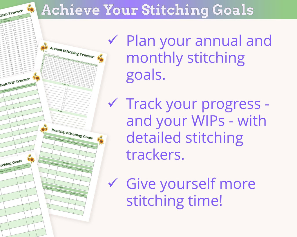 Sunflower Cross Stitch Planner PDF