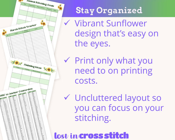 Sunflower Cross Stitch Planner PDF