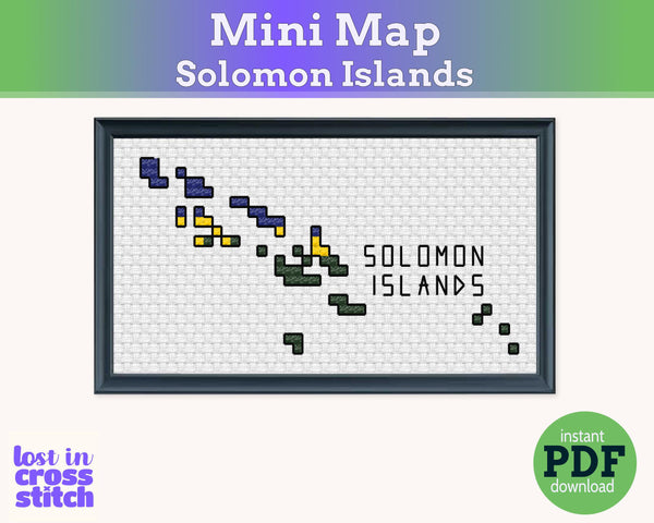 Solomon Islands Cross Stitch Pattern: Tiny Flag Map