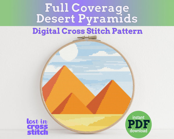 Desert Pyramids Cross Stitch Pattern PDF