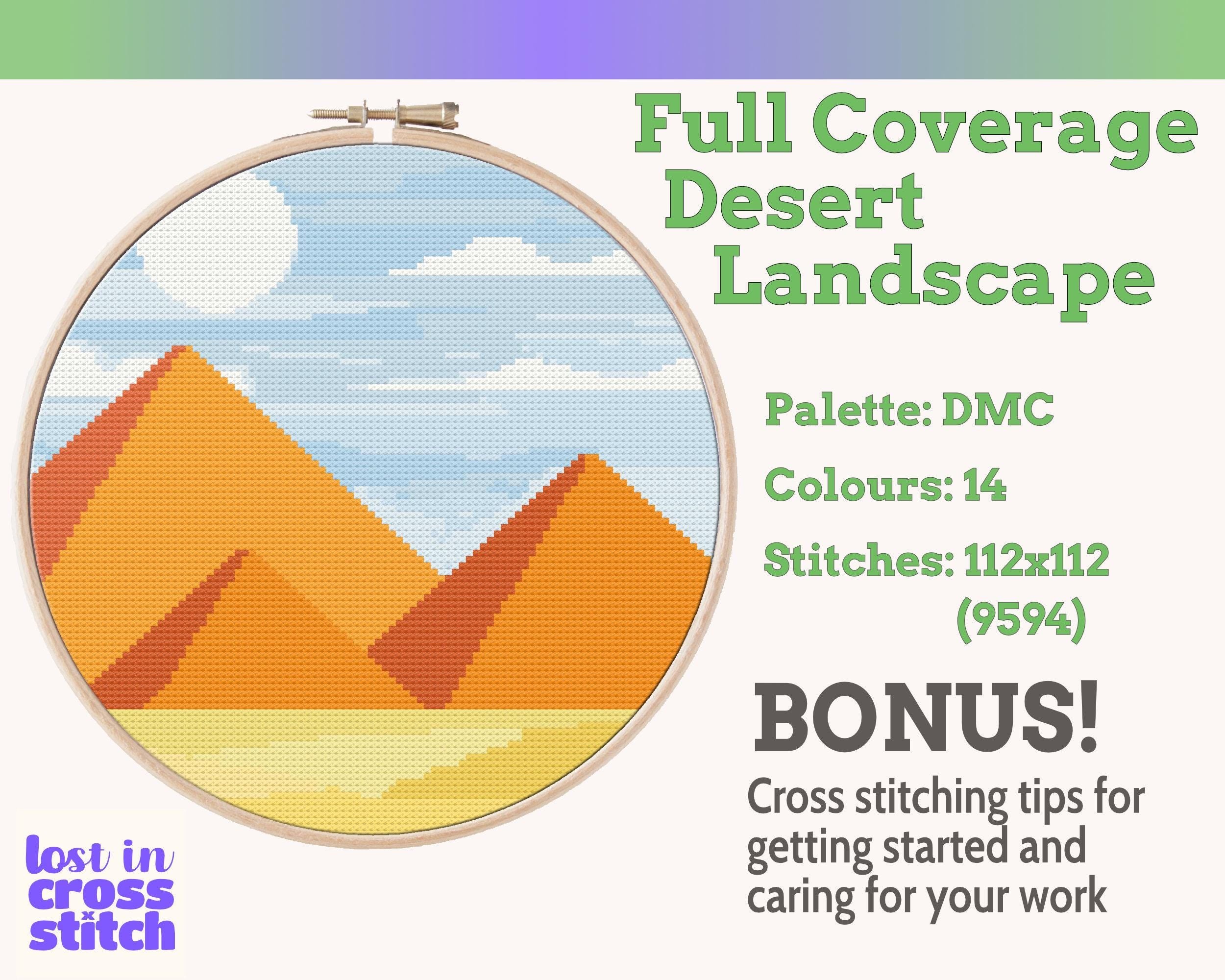 Desert Pyramids Cross Stitch Pattern PDF