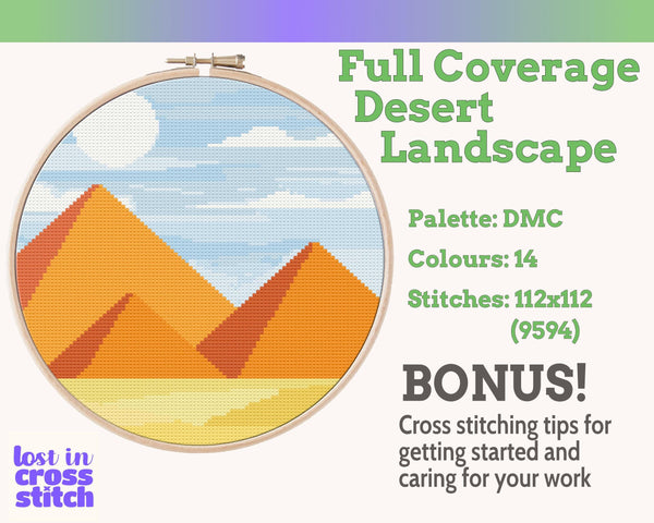 Desert Pyramids Cross Stitch Pattern PDF