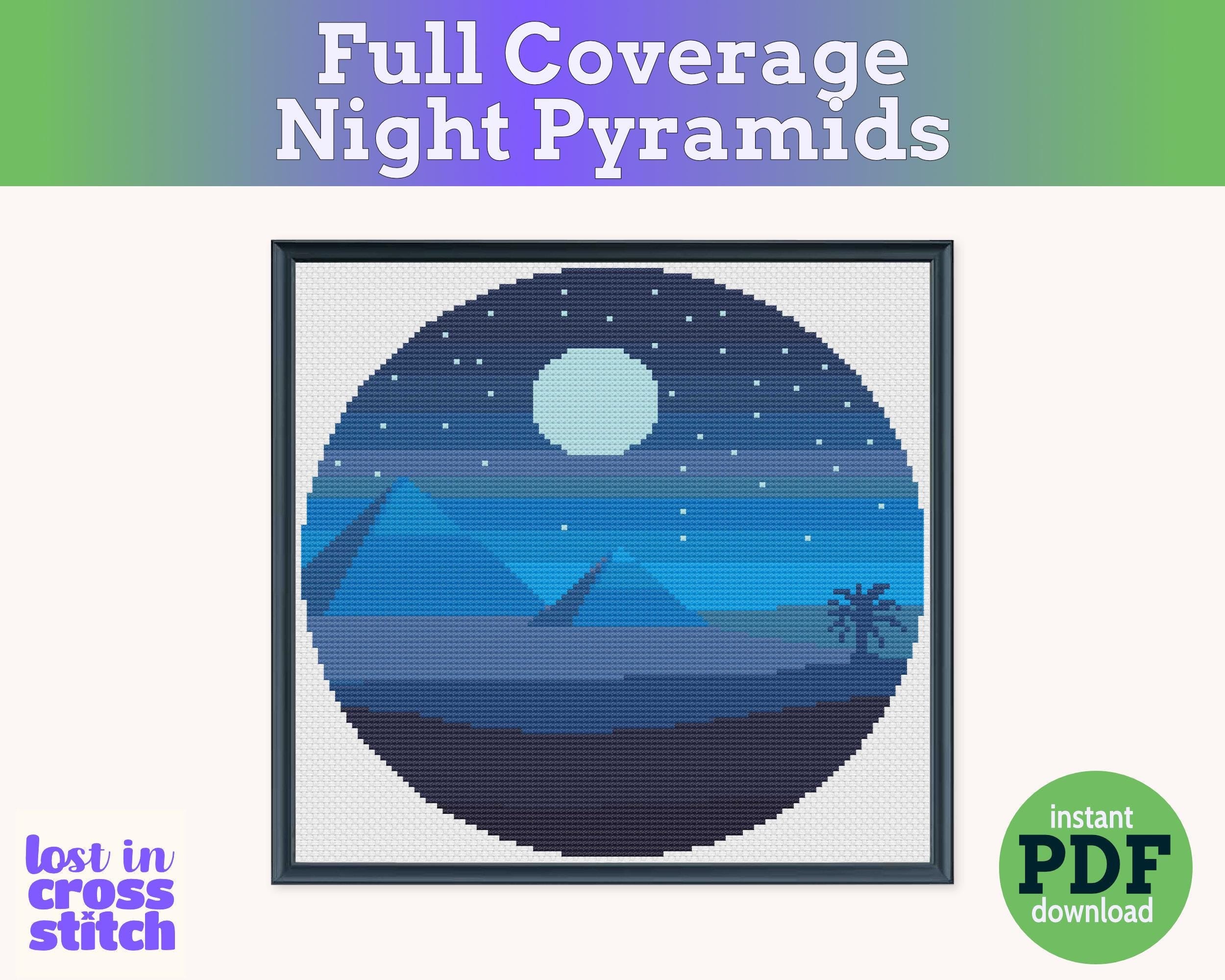 Desert Pyramids at Night Cross Stitch Pattern PDF Secondary image